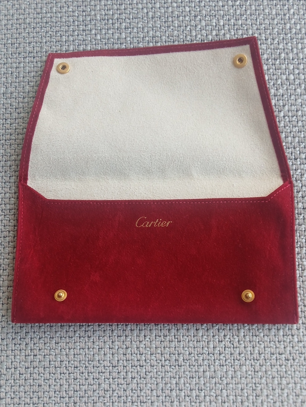Authentic Cartier Red Suede Envelope Clutch